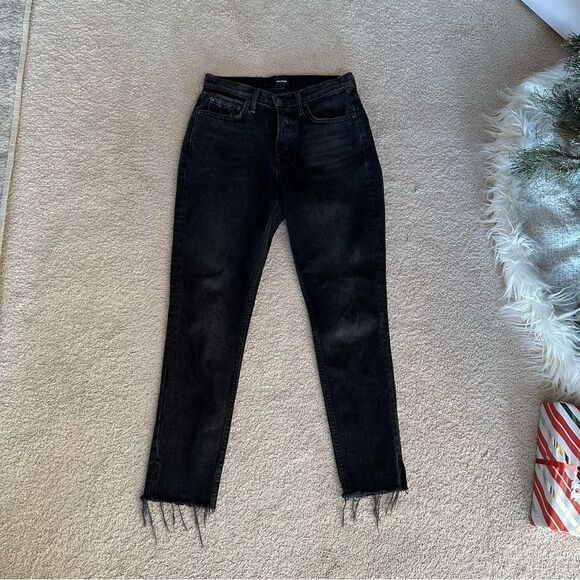 GRLFRND Karolina 100% cotton black jeans frayed hem - Picture 3 of 13